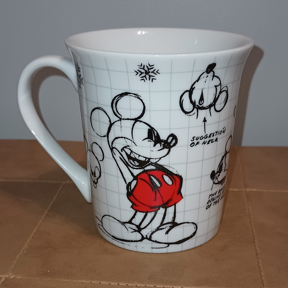 Disney Mickey Mouse Grid Sketch Mug - White and Red